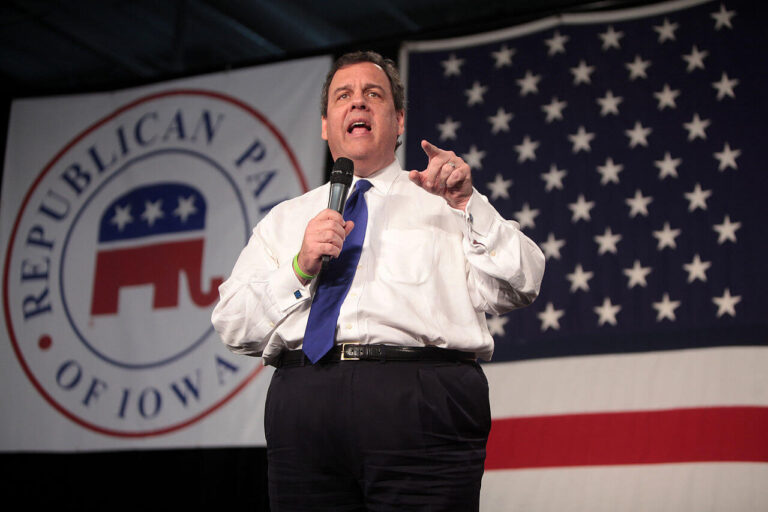 Chris Christie speaking at the Iowa GOP's Growth and Opportunity Party in Des Moines, Iowa on October 31, 2015.